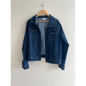 Dash Dark Indigo Denim Jacket L Oversized Trucker Dark Wash Stretch Jean